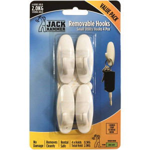 3 PACK OF Jack Hammer Removable Hooks Small 4 pack