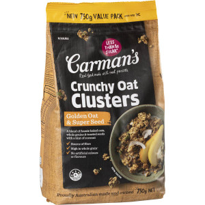 3 PACK OF Carman's Oat Clusters Grains & Coconut 750g