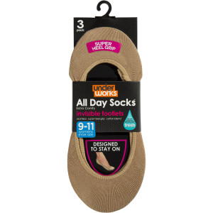 3 PACK OF All Day Ladies Invisible Footlet 9/11 3 pack