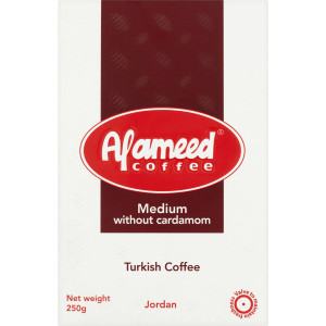 3 PACK OF Alameed Coffee Medium Without Cardamom Turkish Coffee 250g
