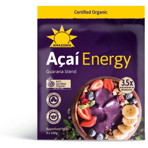 3 PACK OF Amazonia Acai Energy Guarana Blend 100g x4 pack