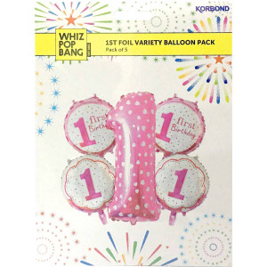 3 PACK OF Korbond Whiz Pop Bang 1st Foil Variety Balloon Pack 5 pack