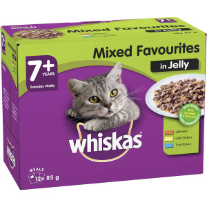 3 PACK OF Whiskas Mixed Favourites In Jelly 7+ Years 12 pack