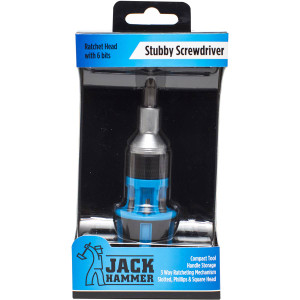 3 PACK OF Jack Hammer Stubby Screw Driver Ratchet Head With 6 Bits