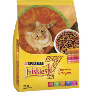 3 PACK OF Friskies Seven Favourites Adult Cat Food 2.5kg