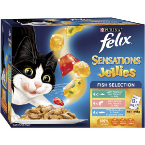 3 PACK OF Felix Sensations Jellies Fish 85g x 12 pack