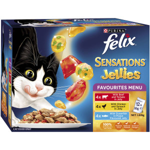 3 PACK OF Felix Sensations Jellies Favourites 85g x 12 pack