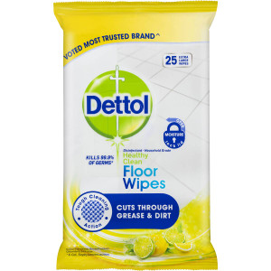 3 PACK OF Dettol Antibacterial Floor Cleaning Wipes Lemon And Lime 25 pack