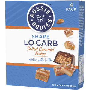 3 PACK OF Aussie Bodies Shape Lo Carb Salted Caramel Fudge Bars 4 pack