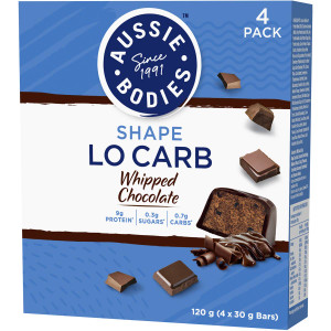 3 PACK OF Aussie Bodies Lo Carb Whip'd Protein Bars Chocolate Flavour 4 pack
