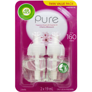 3 PACK OF Air Wick Pure Cherry Blossom Electric Twin Refill 19ml