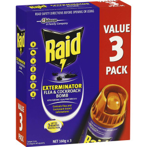 3 PACK OF Raid Exterminator Flea & Cockroach Bomb 3 pack