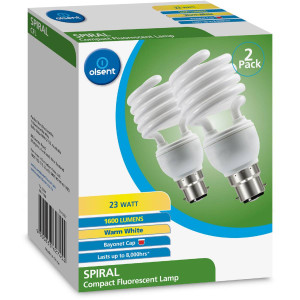 3 PACK OF Olsent Cfl Spiral Bc 23w 1600lm Ww 23 Watt 2 pack