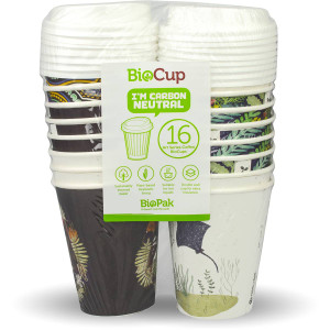 3 PACK OF Biopak Double Walled Cup With Lid 390ml 16 pack