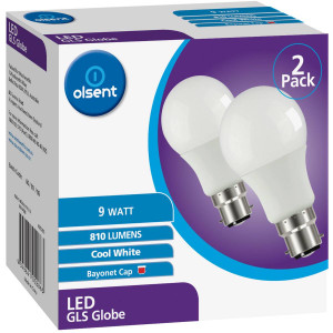 3 PACK OF Olsent Led Gls Bc 9w 810lm Cw  2 pack