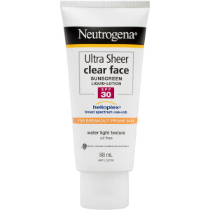 3 PACK OF Neutrogena Ultra Sheer Clear Face Sunscreen Liquid-lotion Spf 30 88ml