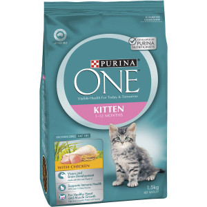 3 PACK OF Purina One Kitten Dry Food With Chicken 1.5kg