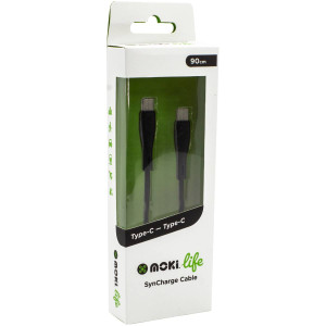 3 PACK OF Moki Life Type-c To Type-c Syncharge Cable 90cm