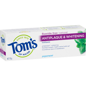 3 PACK OF Tom's Of Maine Natural Antiplaque & Whitening Fluoride Free Toothpaste 113g