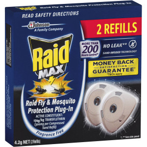 3 PACK OF Raid Night&day Refill Control Fly & Mosquito Protection 4.2g