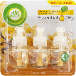 3 PACK OF Air Wick Essential Oil Vanilla Electric Triple Refill 21ml