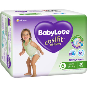 3 PACK OF Babylove Cosifit Bulk Nappies Junior 26 pack