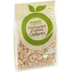 3 PACK OF Macro Dry Roasted & Salted Cashews Nuts 500g