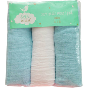3 PACK OF Little Wishes Wraps Muslin 3 pack