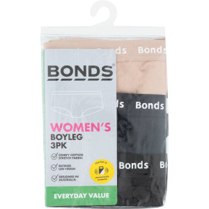 3 PACK OF Bonds Ladies Boyleg White Size 10 3 pack