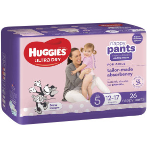 3 PACK OF Huggies Nappy Pants Walker Girl 26pk