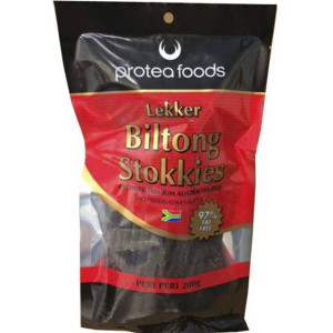 3 PACK OF Protea Foods Biltong Stokkies Peri Peri 200g