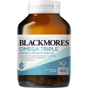 3 PACK OF Blackmores Odourless Omega Triple Concentration Fish Oil Caps 60pk