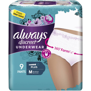3 PACK OF Always Discreet Underwear Medium Pants For Bladder Leaks 9 pack