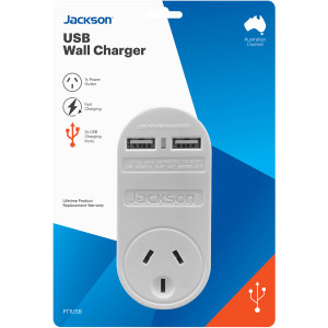 3 PACK OF Jackson 2 Outlet Usb Charger With Mains Outlet