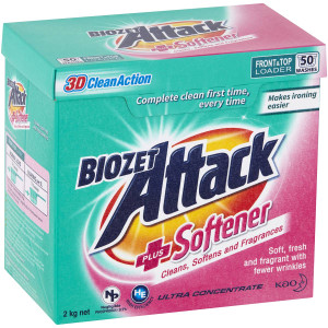 3 PACK OF Biozet Attack Laundry Powder With Softener 2kg