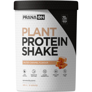 3 PACK OF Prana On Plant Protein Shake Salted Caramel Flavour 405g