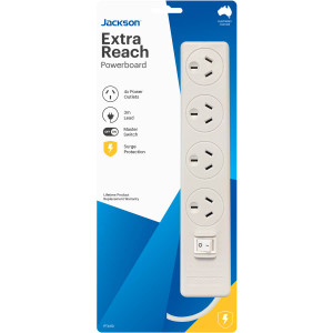 3 PACK OF Jackson Protected Powerboard W Master Switch And Long 3 Metre Lead
