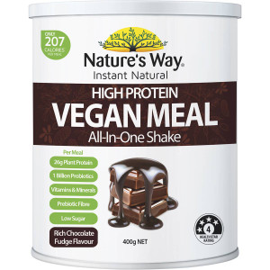 3 PACK OF Nature's Way Slim Right Instant Natural High Protein Vegan Choc Fudge 400g
