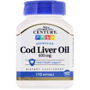 <img alt="21st Century, Norwegian Cod Liver Oil, 400 mg, 110 Softgels" title="21st Century, Norwegian Cod Liver Oil, 400 mg, 110 Softgels,740985211687"