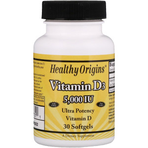 Healthy Origins, Vitamin D3, 5,000 IU, 30 Softgels