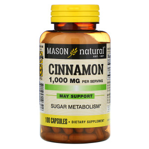 <img alt="Mason Natural, Cinnamon, 1000 mg, 100 Capsules" title="Mason Natural, Cinnamon, 1000 mg, 100 Capsules,311845146519"