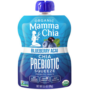 3 PACK of Mamma Chia, Organic Chia Prebiotic Squeeze, Blueberry Acai, 3.5 oz (99 g)