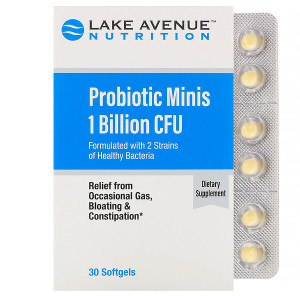<img alt="Lake Avenue Nutrition,  Probiotic Minis, 2 Strains of Healthy Bacteria, 1 Billion CFU, 30 Mini Softgels" title="Lake Avenue Nutrition,  Probiotic Minis, 2 Strains of Healthy Bacteria, 1 Billion CFU, 30 Mini Softgels,898220014866"