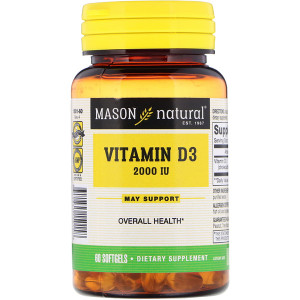 Mason Natural, Vitamin D3, 2,000 IU, 60 Softgels