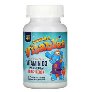 <img alt="Vitables, Vitamin D3 Chewables for Children, Black Cherry, 12.5 mcg (500 IU), 90 Vegetarian Tablets" title="Vitables, Vitamin D3 Chewables for Children, Black Cherry, 12.5 mcg (500 IU), 90 Vegetarian Tablets,898220014552"