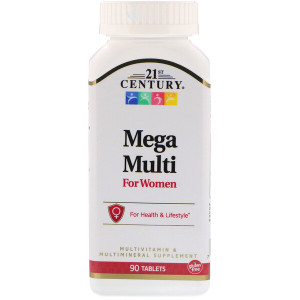 <img alt="21st Century, Mega Multi, For Women, Multivitamin & Multimineral, 90 Tablets" title="21st Century, Mega Multi, For Women, Multivitamin & Multimineral, 90 Tablets,740985226599"