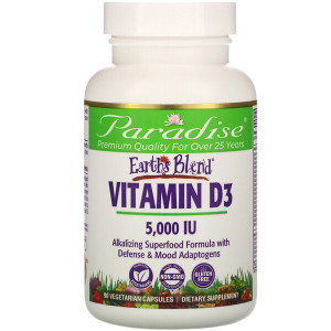 <img alt="Paradise Herbs, Earths Blend, Vitamin D3, 5000 IU, 90 Vegetarian Capsules" title="Paradise Herbs, Earths Blend, Vitamin D3, 5000 IU, 90 Vegetarian Capsules,601944778682"