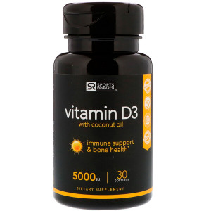 <img alt="Sports Research, Vitamin D3 with Coconut Oil, 125 mcg (5000 IU), 30 Softgels" title="Sports Research, Vitamin D3 with Coconut Oil, 125 mcg (5000 IU), 30 Softgels,023249010142"