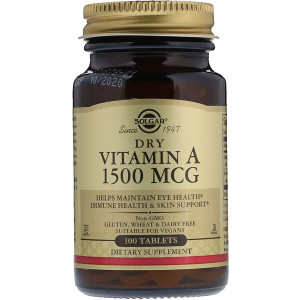 <img alt="Solgar, Dry Vitamin A, 1,500 mcg, 100 Tablets" title="Solgar, Dry Vitamin A, 1,500 mcg, 100 Tablets,033984028203"