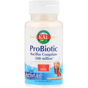 KAL, Probiotic, Bacillus Coagulans, ActivMelt, Cherry Cola, 500 Million, 60 Micro Tablets